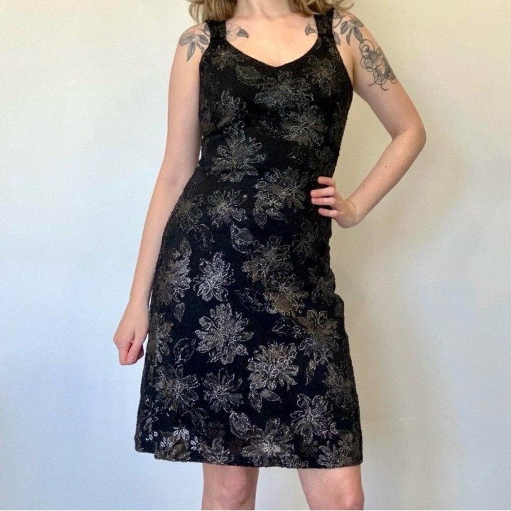 Vintage Terra Nostra Chic Black Floral formal Dress